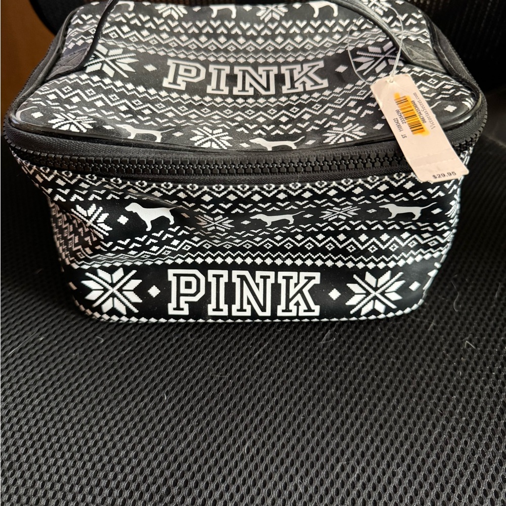 PINK Black and White Patterned Cosmetic Bag